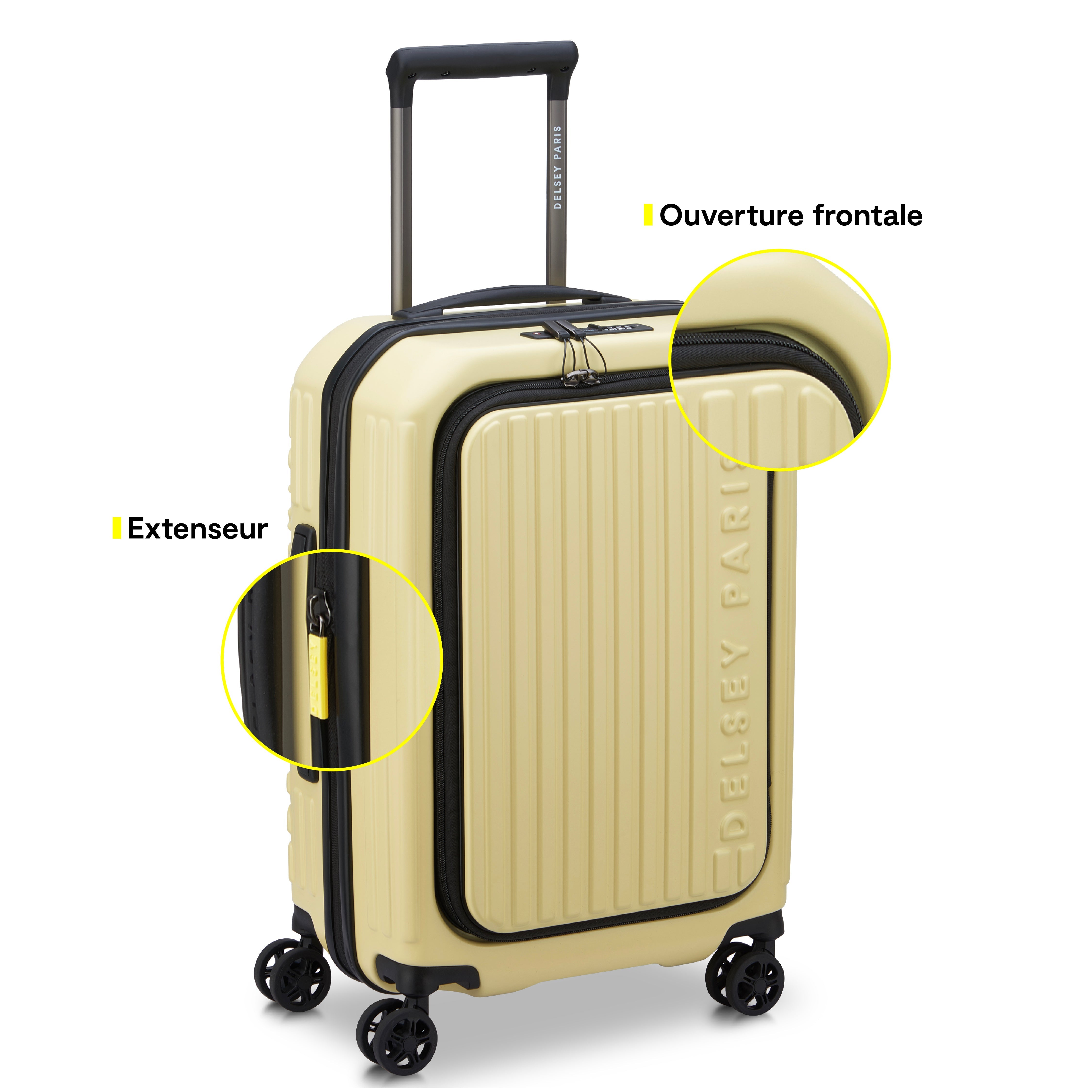 SECURITIME ZIP| Suitcase Cabin Expandable 55 CM PALE YELLOW
